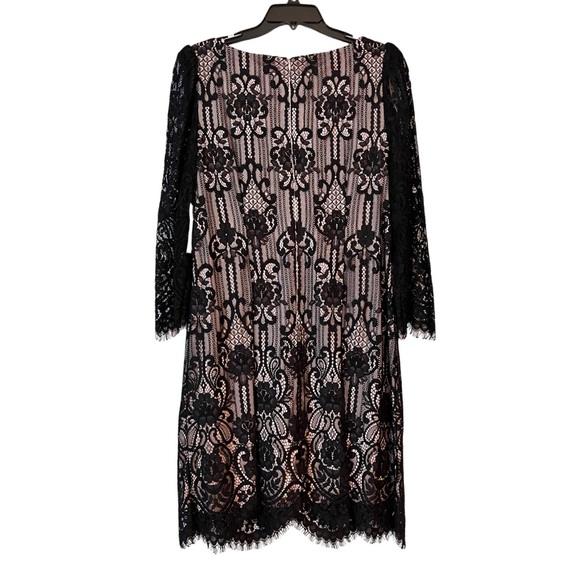 Jessica Howard Blush Pink and Black Lace Overlay Dress, Size 14. - Picture 4 of 13